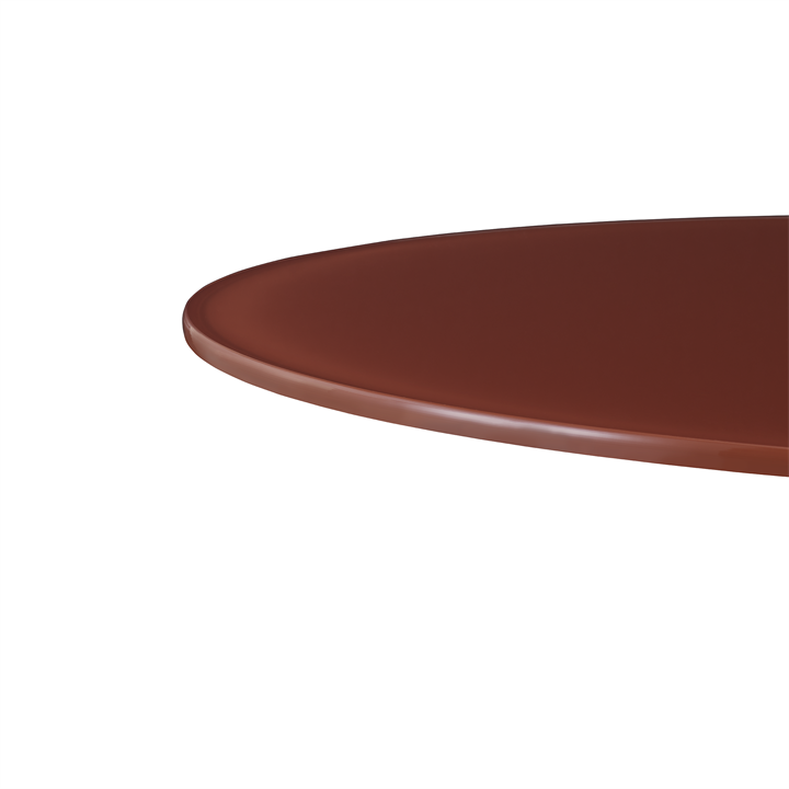 Eames Table Universal Base Glass Top detail - Iron Red