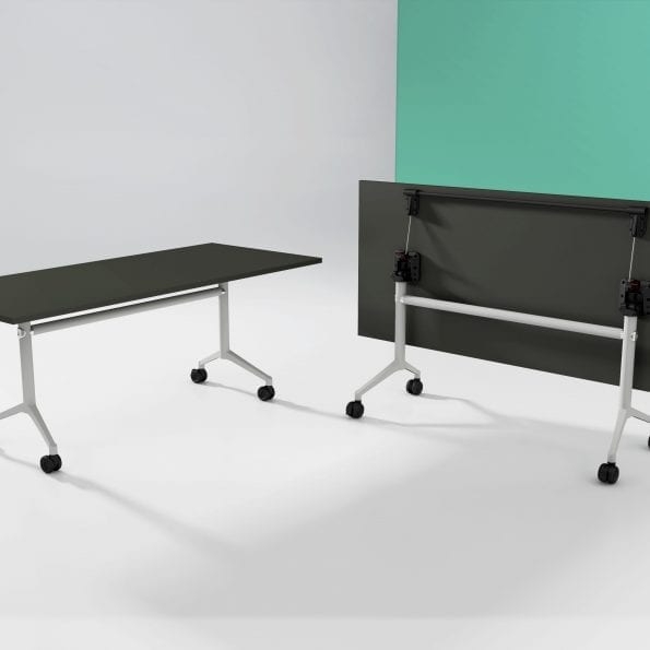 U.R Folding Table with Black table top on Chrome base U.R Folding Table by Thinking Works, Folding meeting table