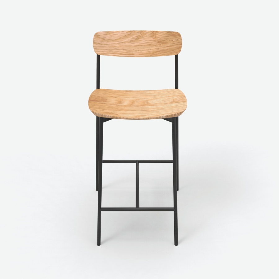 Sia Stool Oak on Black frame Sia Stool designed by Tom Fereday for NAU, NAU Sia Stool