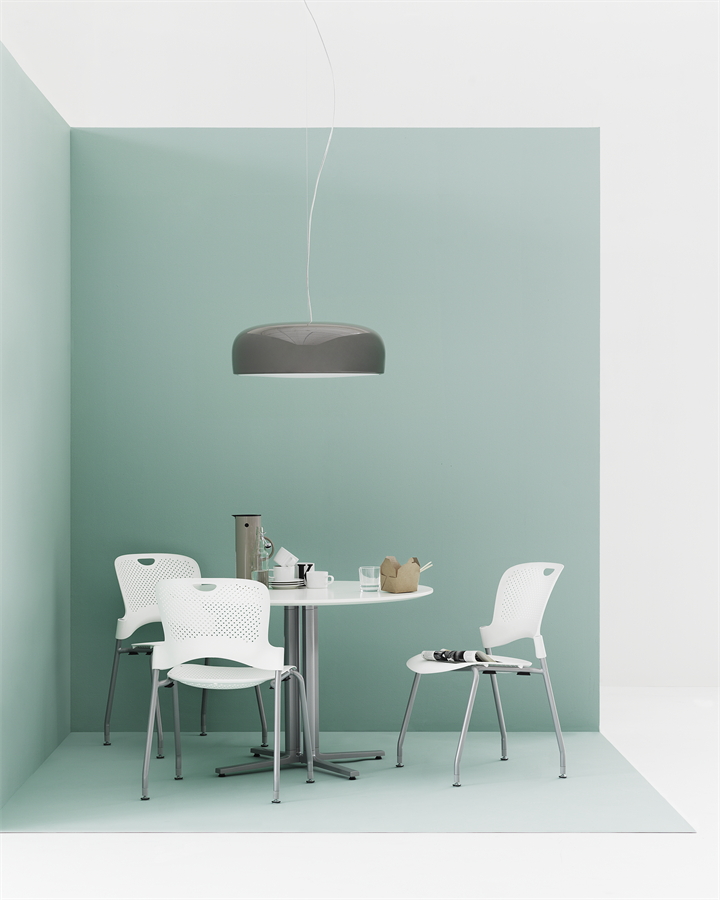 Caper Stacking Chair - White on silver base with glides Caper Stacking Chair by Herman Miller, Herman Miller Meeting Chair
