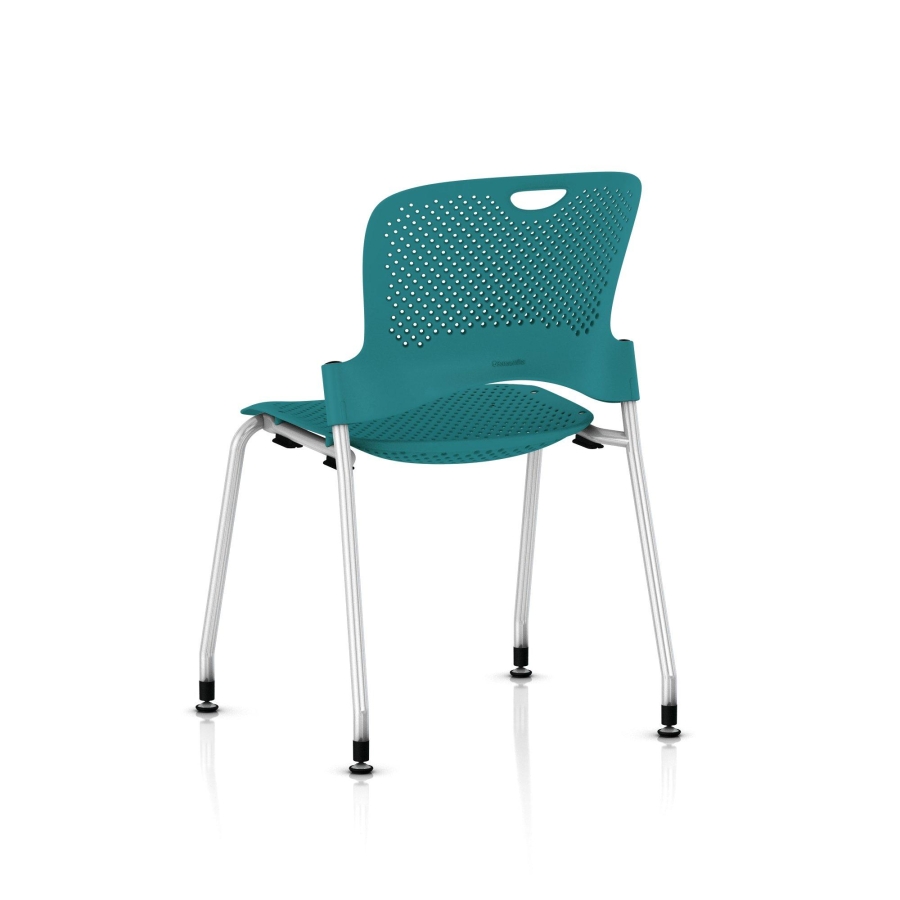 Caper Stacking Chair 4 legs base in Turquoise Caper Stacking Chair by Herman Miller, Herman Miller Meeting Chair