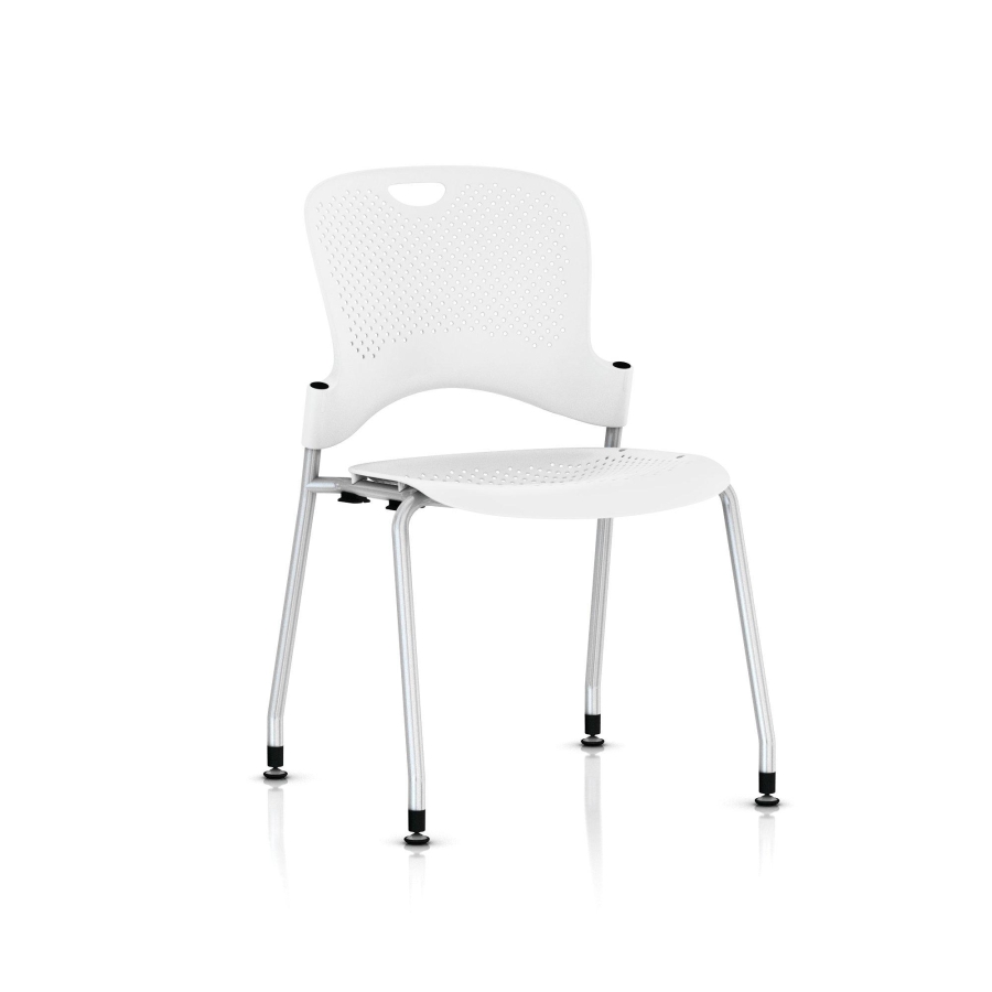 Caper Stacking Chair 4 legs base White shell on Silver base Caper Stacking Chair by Herman Miller, Herman Miller Meeting Chair