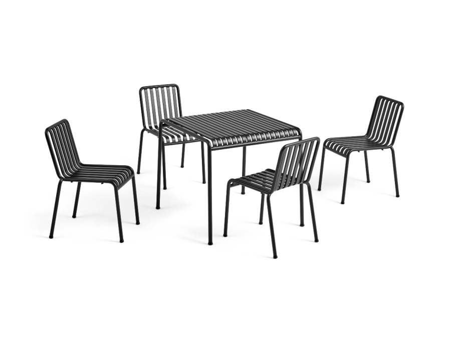 HAY's Palissade Table and chairs designed by  French brothers Ronan and Erwan Bouroullec