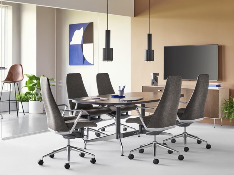 Taper chair by Herman Miller with Eames Segemented Table, available at Designcraft Canberra