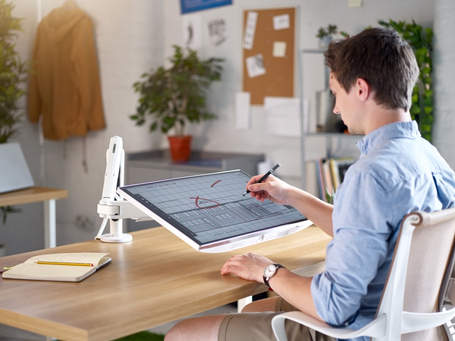 Ollin - Low-to-desk geometry and improved backwards tilt Ollin Monitor Arm by Colebrook Bosson Saunders