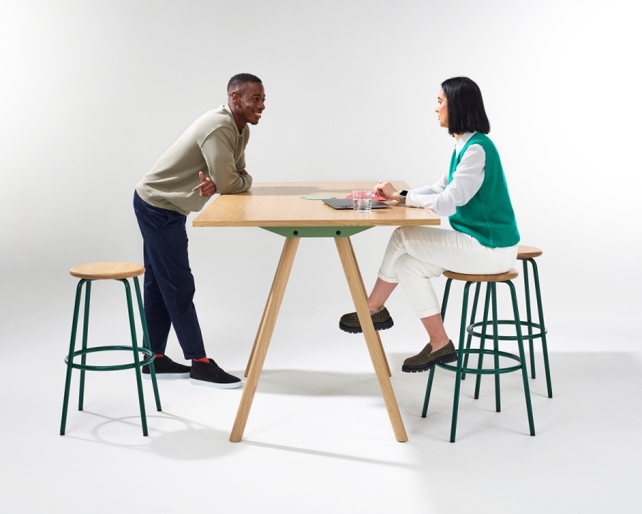 Morse Table System_NOMSB520R_Oak_Pale Green RAL6021_NOPENBS_ Morse Table System by naughtone, naughtone office furniture