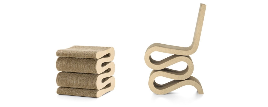 Wiggle Side Chair and Stool Wiggle Side Chair designed by Frank Gahry, Vitra Wiggle Side Stool