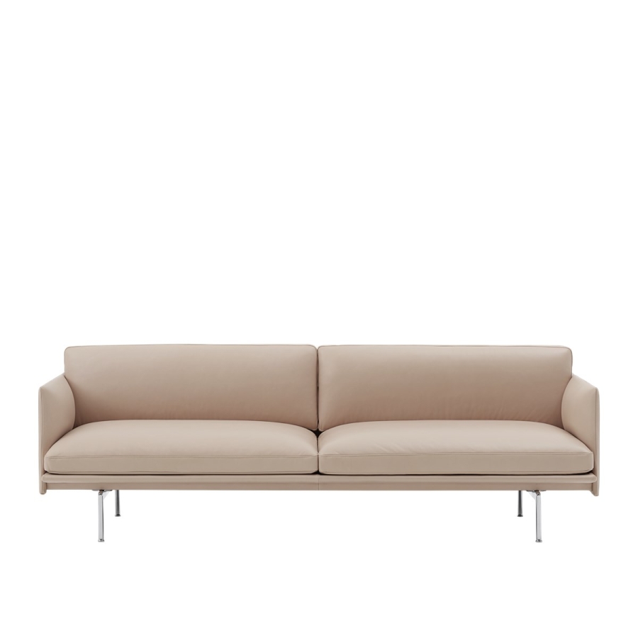 Outline-3-seater-refine-beige-leather-1615-aluminum Outline lounge chair collection by Muuto, Muuto Lounge Chair