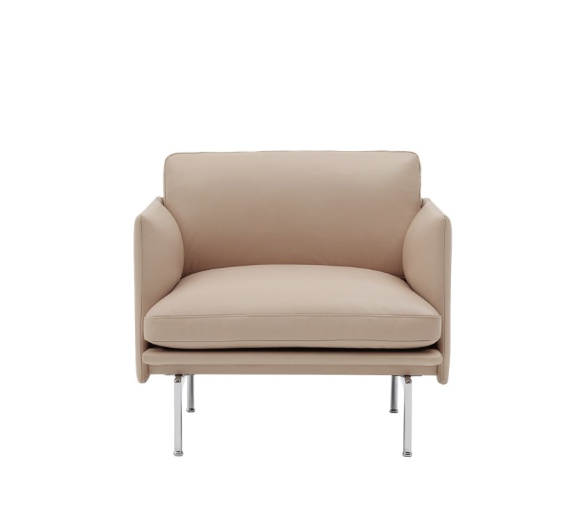 Outline-studio-chair-refine-beige-leather-aluminum-Muut Outline lounge chair collection by Muuto, Muuto Lounge Chair