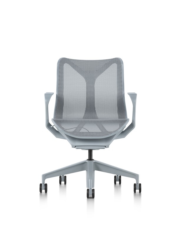 Cosm Low Back Chair, Glacier with Fixed Arms