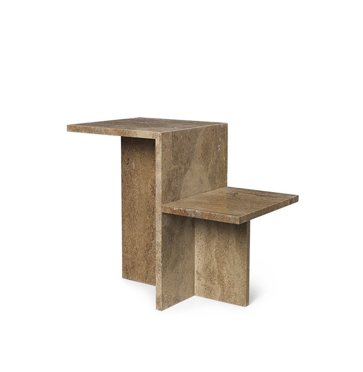 Distinct Side Table_Dark Brown Distinct Side Table by FermLIVING, Ferm LIVING Travetine Table