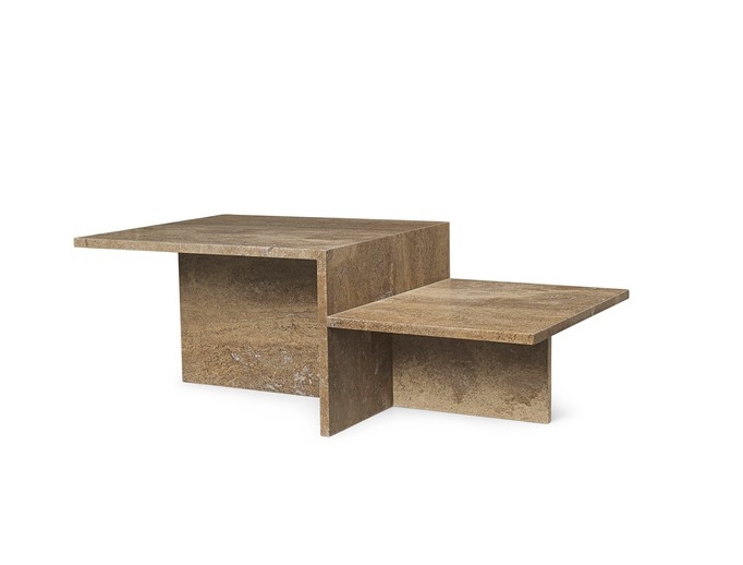 Distinct Coffee Table_Dark Brown Distinct Coffee Table by FermLIVING, Ferm LIVING Travetine Table