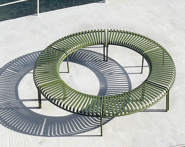 Palissade_Park_Bench_olive Palissade collection designed by Ronan and Erwan Bouroullec for HAY, HAY Palissade Outdoor, HAY Palissade Lounge Chair