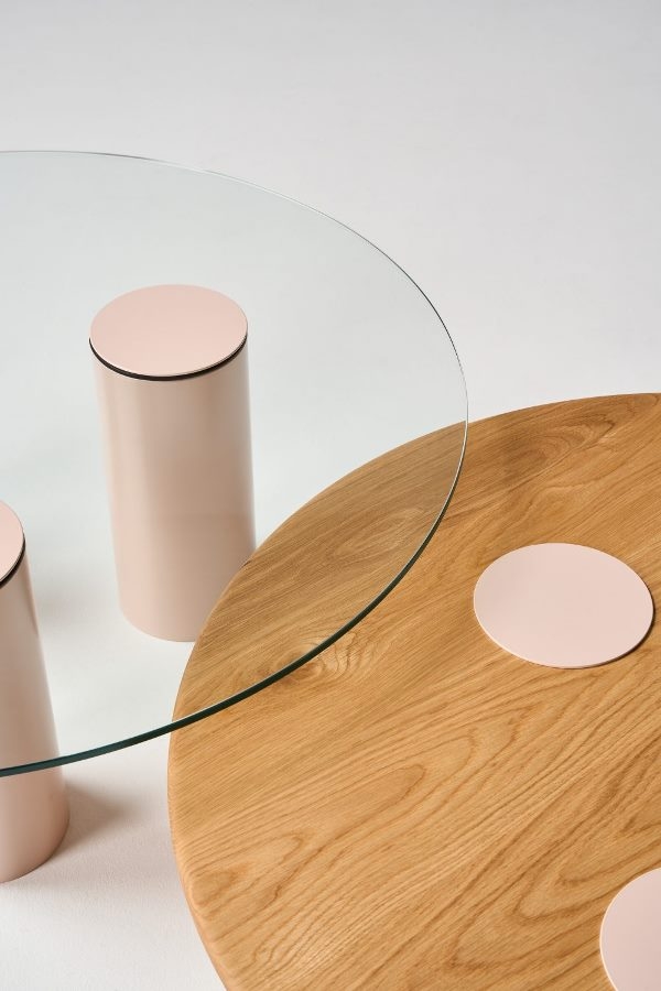 clear-glass-and-solid-american-oak-Ivy-detail-coffee-tables-with-pink-sands Ivy Coffee Table by Grazia&Co, Australian designed and made furniture