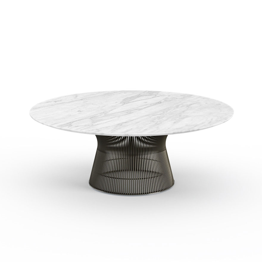 Platner Coffee Table_Metallic Bronze_Carrara marble Platner Table Knoll, Knoll Furniture