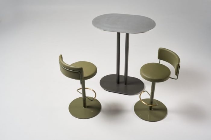 Diiva-Pedestal-stools-in-mangrove-pc-and-moss-leather Diiva Stool Collection by Grazia&Co, Australian design and manufacture furniture