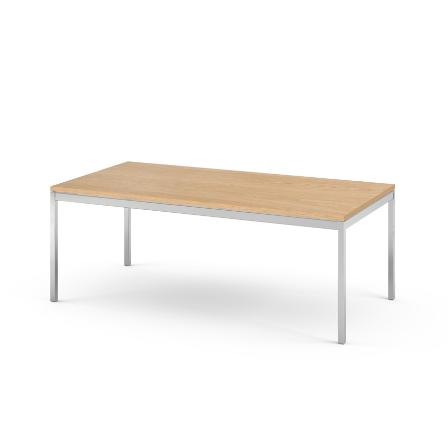 Florence Knoll_1140x570_Low Coffee Table_Rectangular_Chrome_Oak natural Florence Knoll Low Table Knoll, Knoll furniture