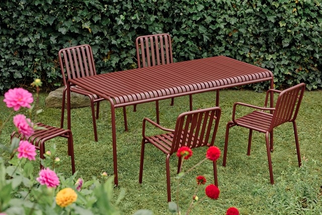 Palissade Table_Palissade Armchair_Palissade Chair_Palissade Stool iron red Palissade collection designed by Ronan & Erwan Bouroullec for HAY, HAY outdoor furniture