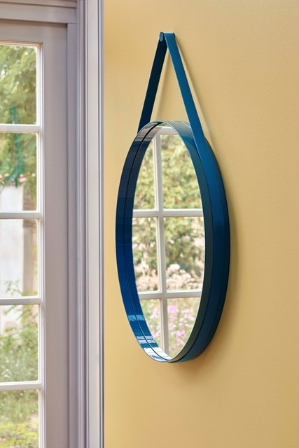 Strap Mirror No. 2 Ø70 blue Strap Mirror by HAY, HAY Homeware