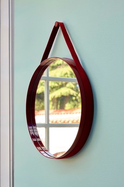 Strap Mirror No. 2 Ø70 red Strap Mirror by HAY, HAY Homeware