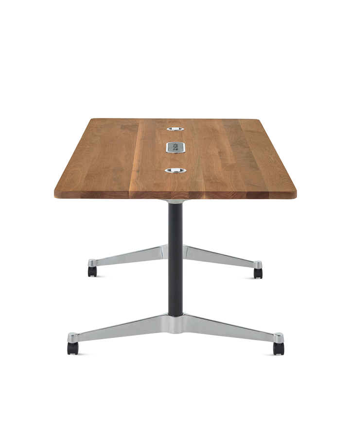 Eames T-Leg Base Table with _Walut solid wood top, Power access and Casters EamesT-Leg Base Table designed by Charles and Ray Eames, Herman Miller Eames Table