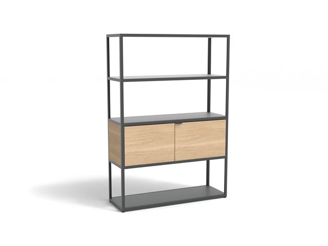 New Order Combination 401 Charcoal + Oak New Order Shelving System by HAY, HAY New Order Combinations
