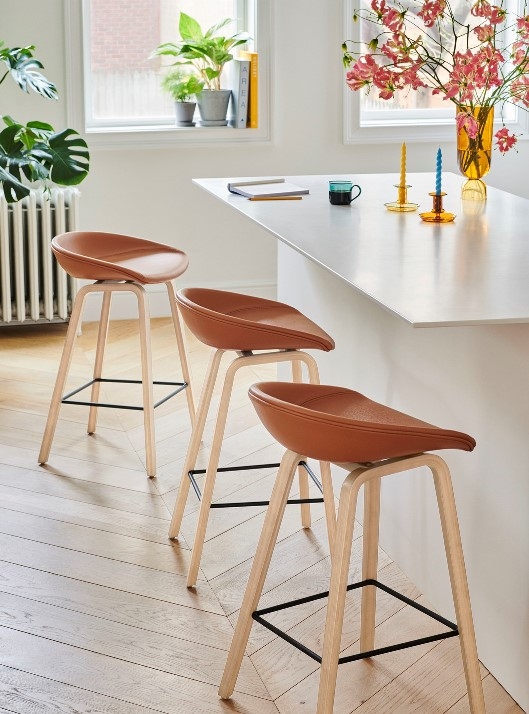 AAS33 upholstered leather (Camo CA5011) with lacquered oak legs About A Stool collection by HAY available at Designcraft Canberra