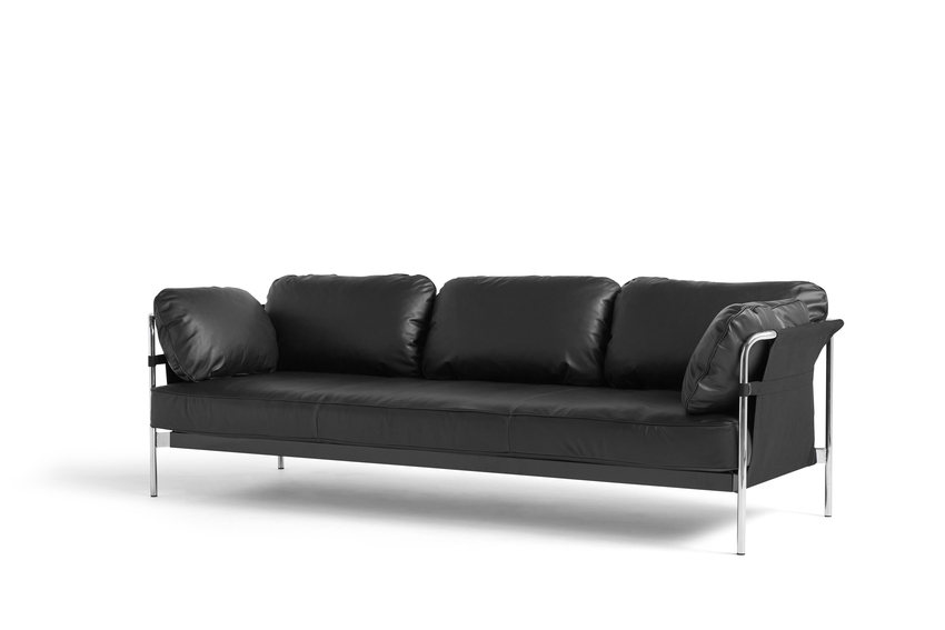 Can 3 Seater_Sense black_chrome frame_outer canvas black Can Sofa designed by Ronan and Erwan Bouroullec for HAY