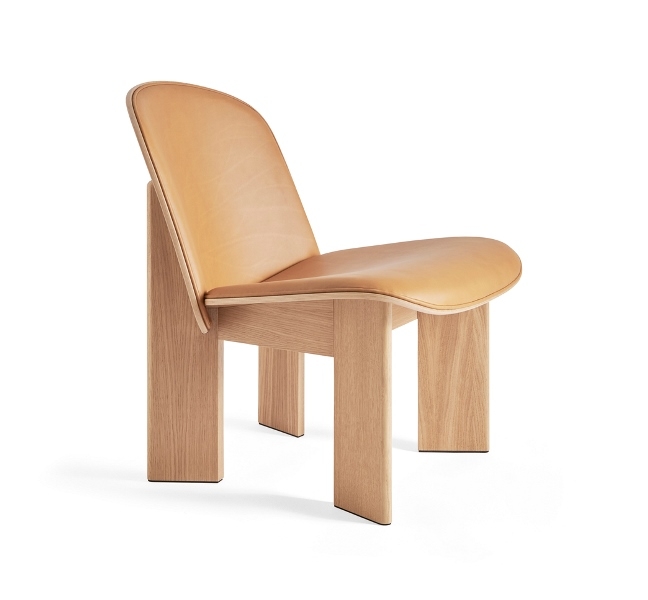 Chisel Lounge chair Sense Leather Cognac uph wb lacquered oak Chisel Lounge Chair designed by Andreas Bergsake for HAY, HAY Chisel Lounge Chair