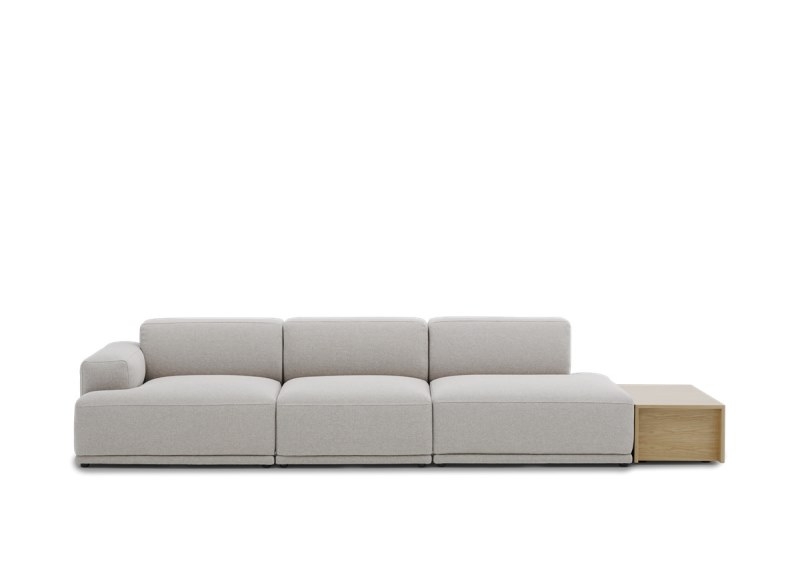 Connect Soft Sofa 3seater - Configurations 4 with Table oak Connect Sofa by Muuto, Muuto Lounge Chair