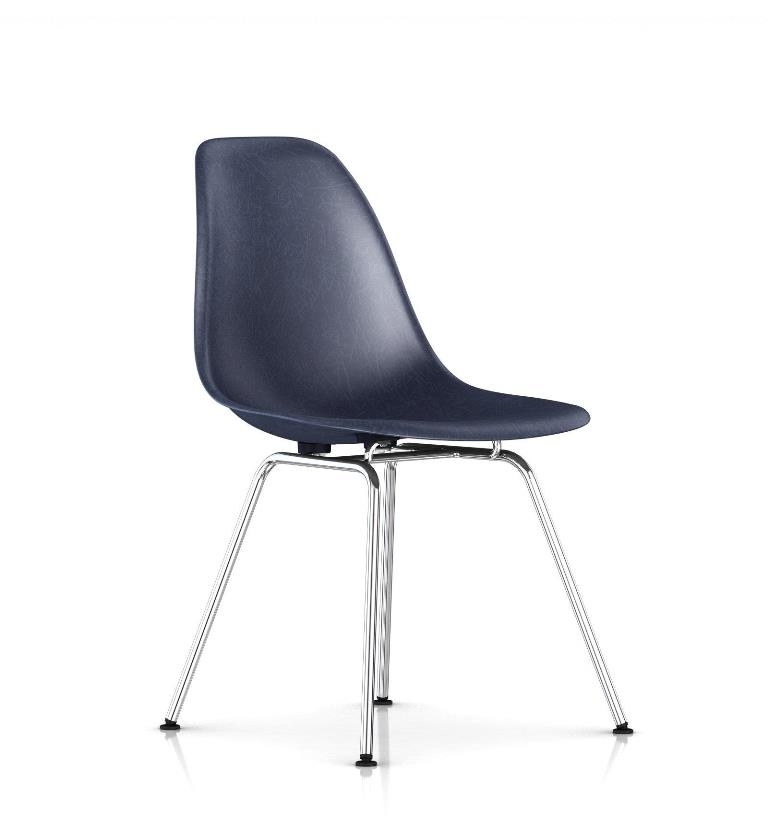 Eames Moulded Fiberglass chair on chrome base, Eames Moulded Fiberglass chair on 4 leg base, Eames Fibreglass chair 