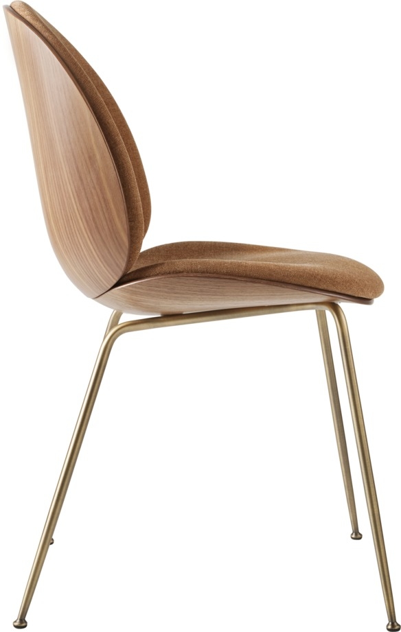 Beetle Dining Chair Walnut Veneer Belsuede upholstery Conic base