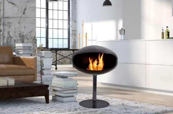 Pedestal Cocoon Fire fireplace, Coccon Fire designed by FEDERICO OTERO