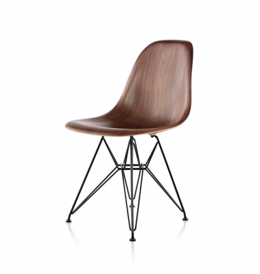 Eames DWSR, DWSR dining chair with walnut shell, Eames dining chair with wire base 