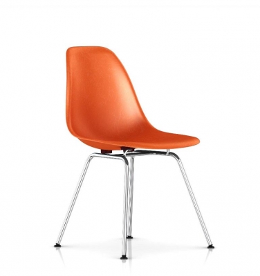 Eames Moulded Fiberglass chair on chrome base, Eames Moulded Fiberglass chair on 4 leg base, Eames Fibreglass chair 