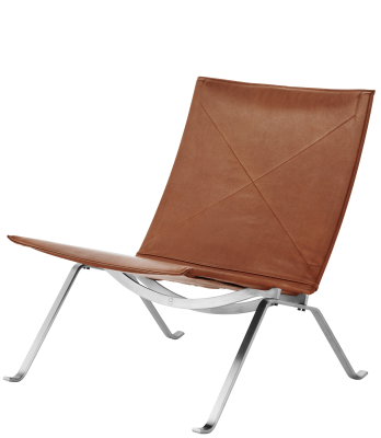 PK22 Lounge designed by POUL KJAERHOLM for Fritz Hansen, PK lounge with walnut leather  seat 