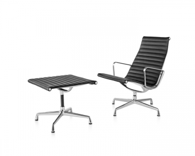 Eames Aluminium Group Lounge Chair and Ottoman designed by Ray and Charles Eames, Herman Miller Eames Lounge and ottoman, Herman Miller Eames Aluminium Group chair Lounge 