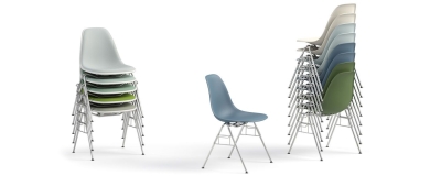 Eames Moulded Plastic Side Stacking chair Eame Moulded Side stacking chair, stackable and ganging chair by Herman Miller