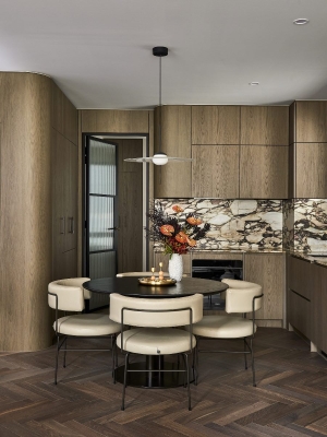 Pillar Dining table and Big Diiva chairs by Grazia & Co